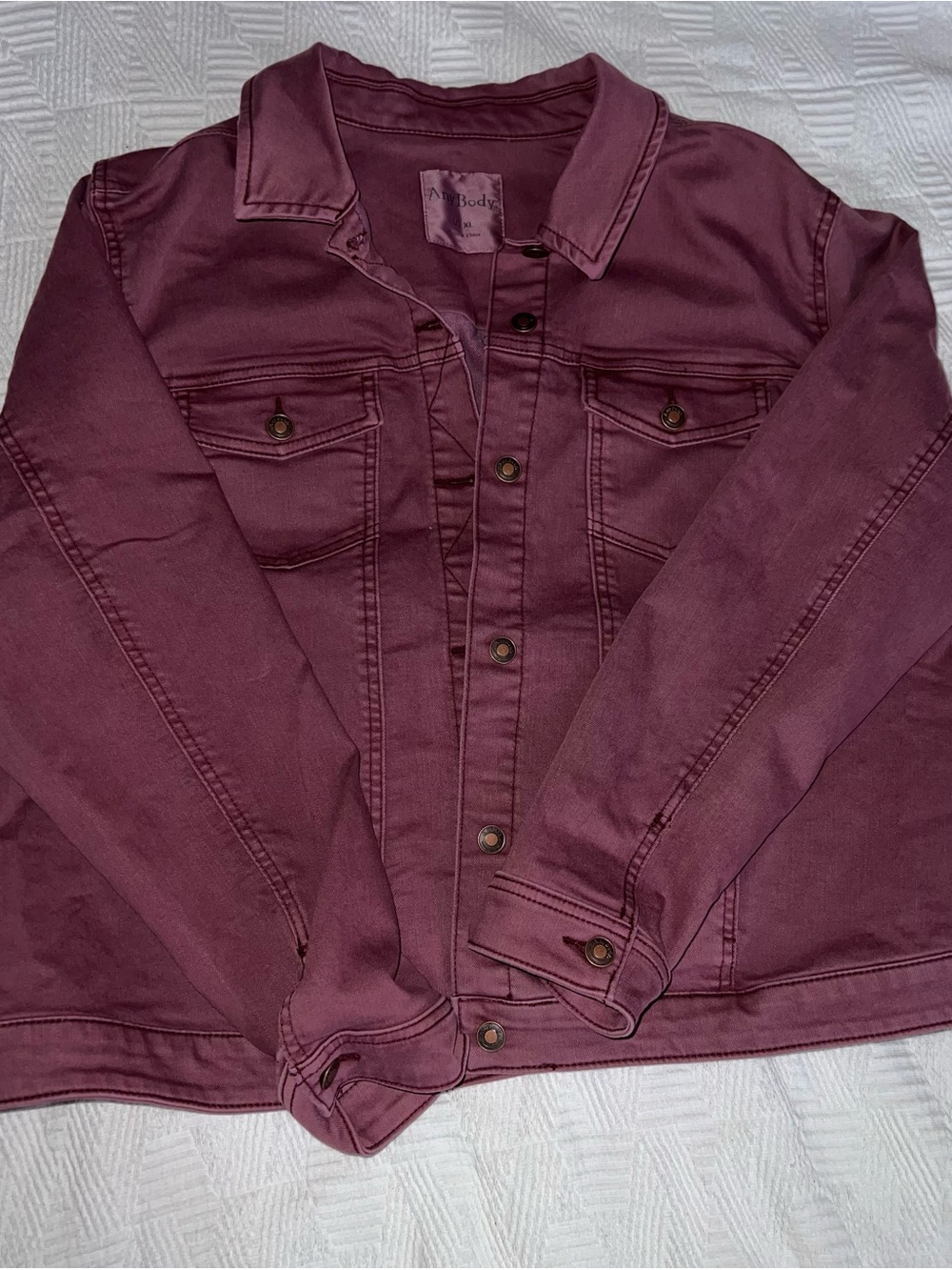 a new day Plum Button-Front Denim Jacket